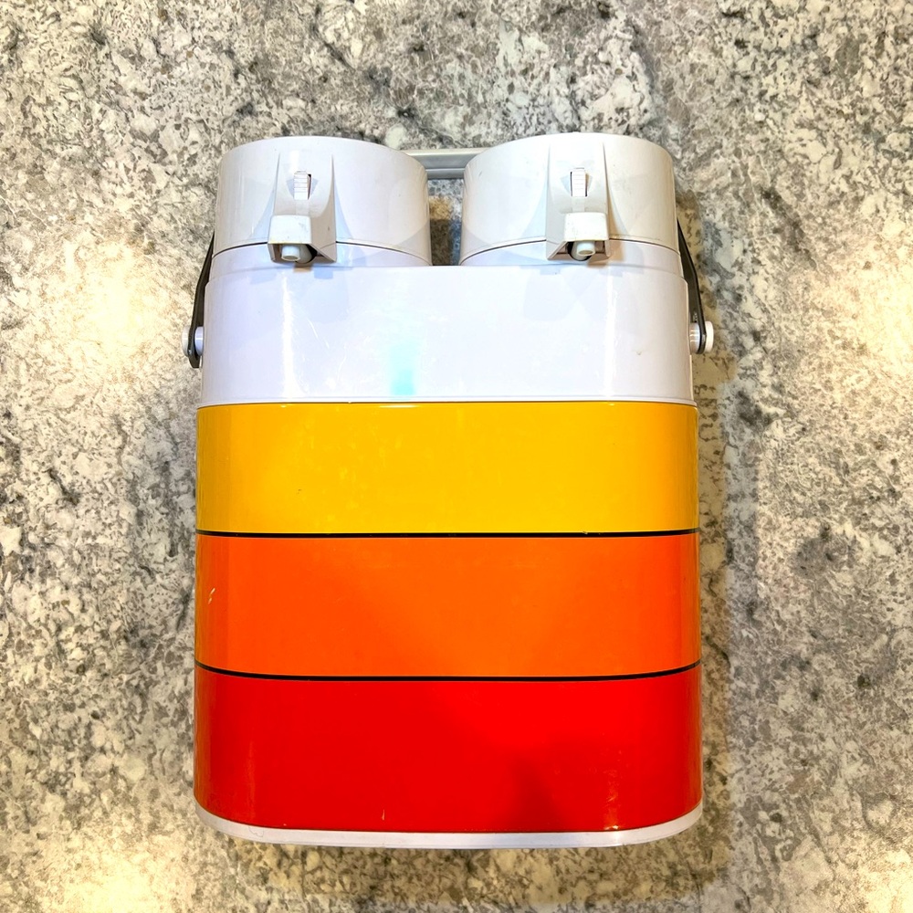 Vintage 70's Original Peacock Twin Vacuum Thermos Double Pump Retro Hot Cold